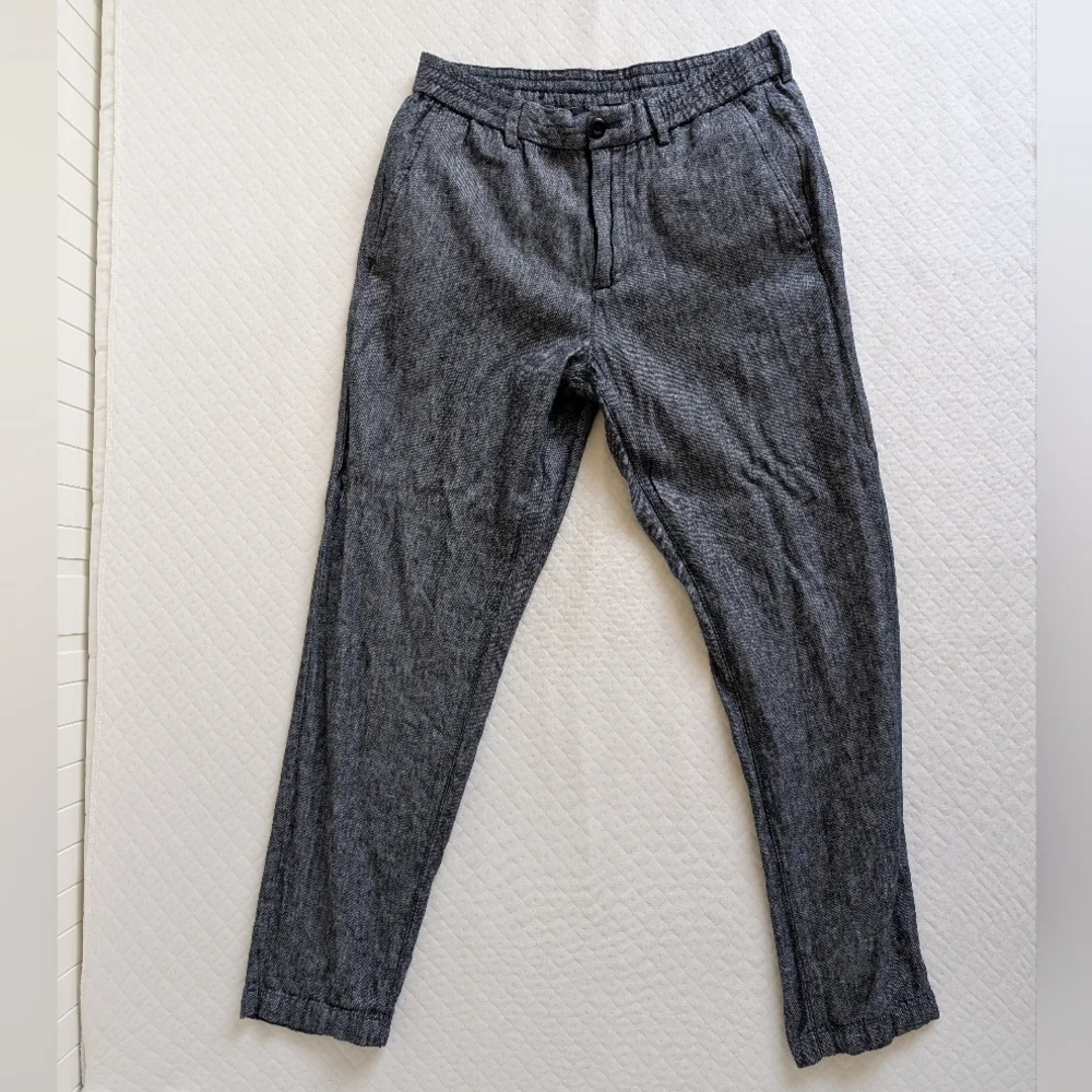 Banana Republic Men's Athletic Fit Tapered Pants, Linen Blend, Blue 30x32
